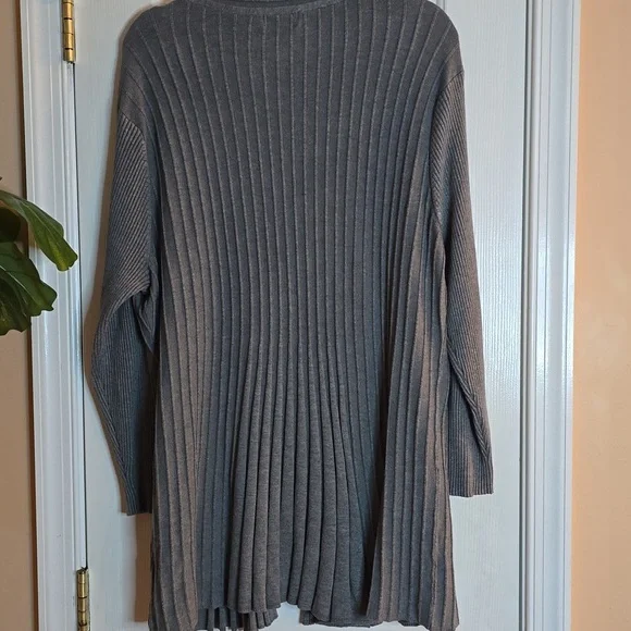 Gray Ribbed Open Cardigan - Picture 5 of 5